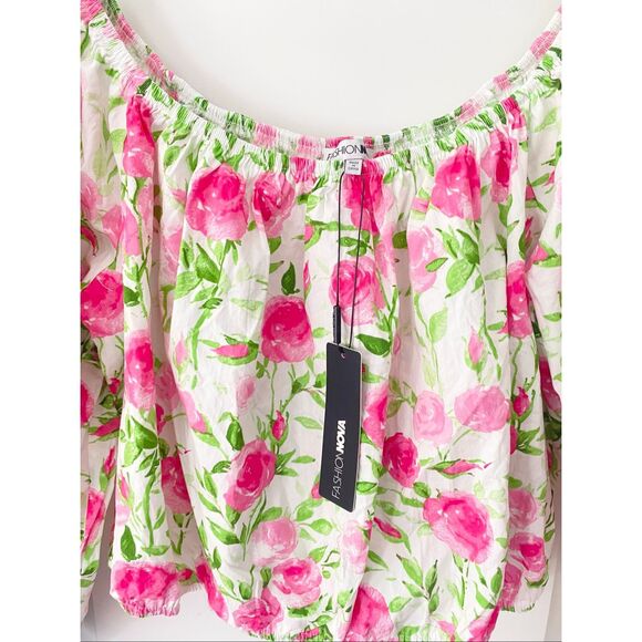 NWT Fashion Nova Crop Floral Top Sz 1X - Picture 5 of 5